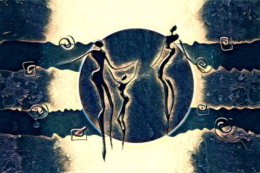 Afrikalı etnik retro-klasik illüstrasyon