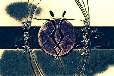 Afrikalı etnik retro-klasik illüstrasyon