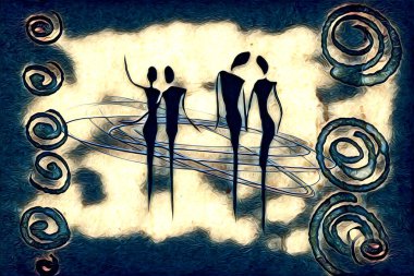 Afrikalı etnik retro-klasik illüstrasyon