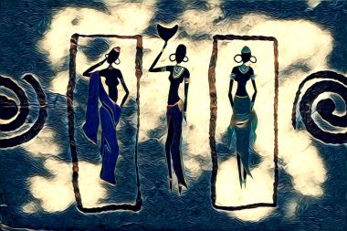 Afrikalı etnik retro-klasik illüstrasyon