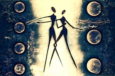 Afrikalı etnik retro-klasik illüstrasyon