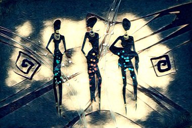 Afrikalı etnik retro-klasik illüstrasyon