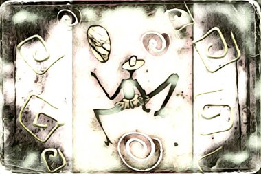 Afrikalı etnik retro-klasik illüstrasyon