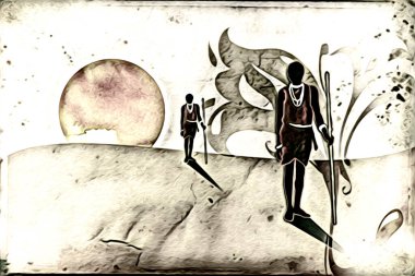 Afrikalı etnik retro-klasik illüstrasyon