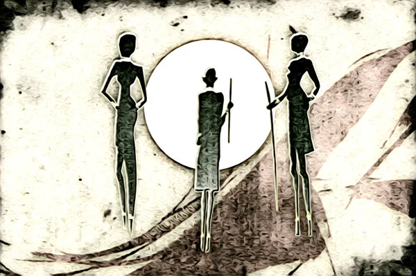 Afrikalı etnik retro-klasik illüstrasyon