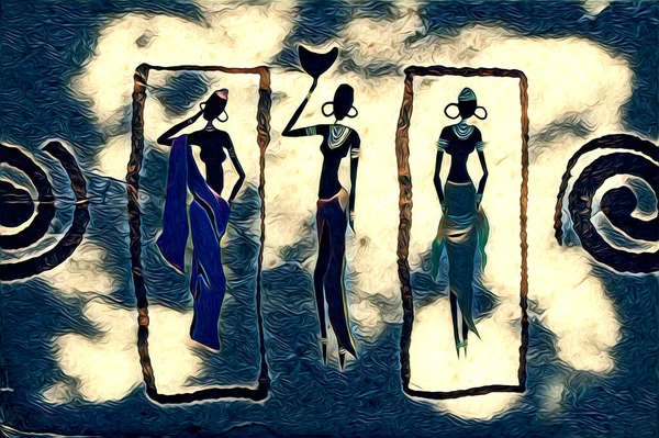 Afrikalı etnik retro-klasik illüstrasyon