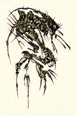 Sibernetik imgelemler gelecekteki dünyada gelecekteki metalik bilim kurgu erkek insansı sayborgun resimleridir.