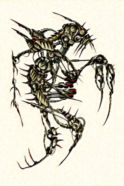 Sibernetik imgelemler gelecekteki dünyada gelecekteki metalik bilim kurgu erkek insansı sayborgun resimleridir.