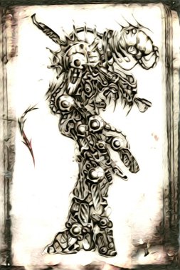 Sibernetik imgelemler gelecekteki dünyada gelecekteki metalik bilim kurgu erkek insansı sayborgun resimleridir.