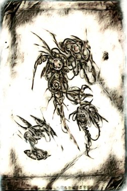 Sibernetik imgelemler gelecekteki dünyada gelecekteki metalik bilim kurgu erkek insansı sayborgun resimleridir.