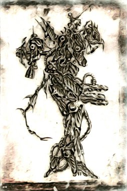 Sibernetik imgelemler gelecekteki dünyada gelecekteki metalik bilim kurgu erkek insansı sayborgun resimleridir.