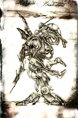 Sibernetik imgelemler gelecekteki dünyada gelecekteki metalik bilim kurgu erkek insansı sayborgun resimleridir.