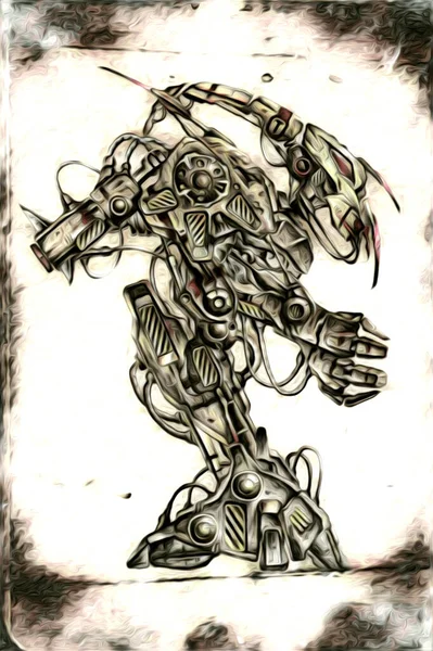 Kybernetische Visionen Illustration Von Futuristischen Metallischen Science Fiction Männlichen Humanoiden — Stockfoto