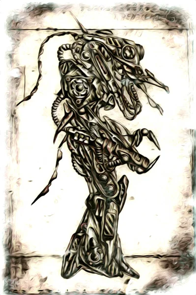 Cybernetic Visions Illustration Futuristic Metallic Science Fiction Male Humanoid Cyborg — Photo