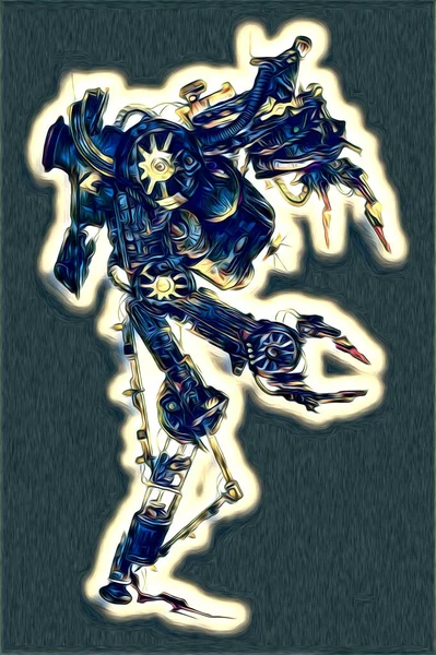 Cybernetic Visions Illustration Futuristic Metallic Science Fiction Male Humanoid Cyborg — Photo