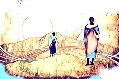 Afrikalı etnik retro-klasik illüstrasyon