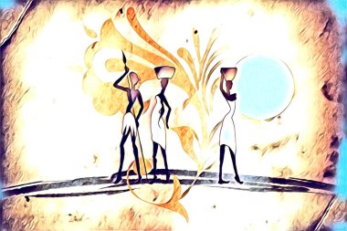 Afrikalı etnik retro-klasik illüstrasyon