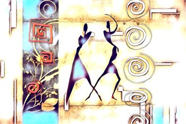 Afrikalı etnik retro-klasik illüstrasyon