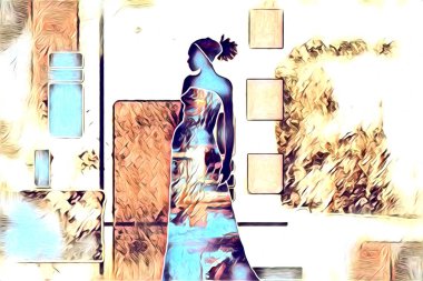 Afrikalı etnik retro-klasik illüstrasyon