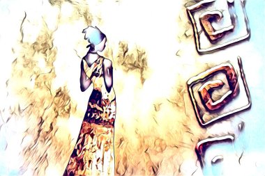 Afrikalı etnik retro-klasik illüstrasyon