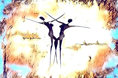 Afrikalı etnik retro-klasik illüstrasyon