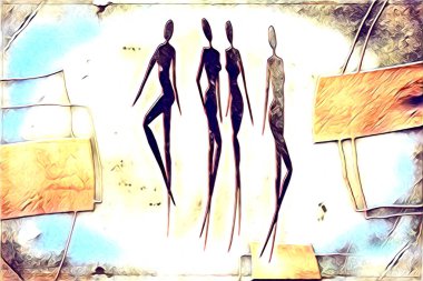 Afrikalı etnik retro-klasik illüstrasyon