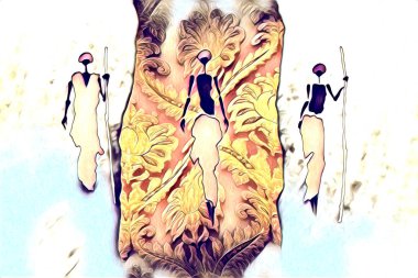 Afrikalı etnik retro-klasik illüstrasyon