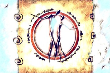 Afrikalı etnik retro-klasik illüstrasyon