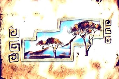 Afrikalı etnik retro-klasik illüstrasyon