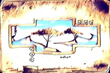 Afrikalı etnik retro-klasik illüstrasyon