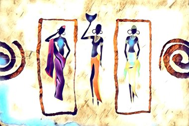 Afrikalı etnik retro-klasik illüstrasyon