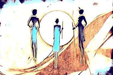 Afrikalı etnik retro-klasik illüstrasyon