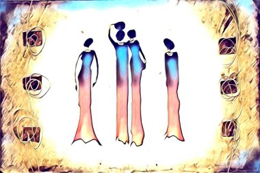 Afrikalı etnik retro-klasik illüstrasyon