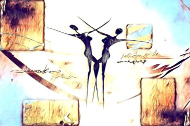 Afrikalı etnik retro-klasik illüstrasyon