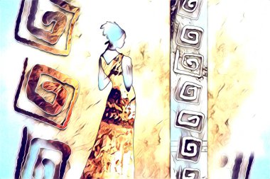 Afrikalı etnik retro-klasik illüstrasyon