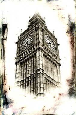 Londra sanat tasarımı çizimi çizimi eğlenceli tasarım antika retro