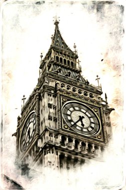 Londra sanat tasarımı çizimi çizimi eğlenceli tasarım antika retro