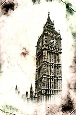 Londra sanat tasarımı çizimi çizimi eğlenceli tasarım antika retro