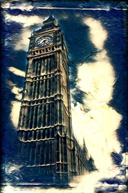 Londra sanat tasarımı çizimi çizimi eğlenceli tasarım antika retro