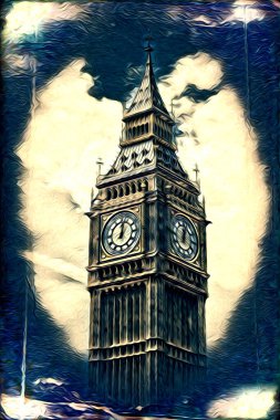 Londra sanat tasarımı çizimi çizimi eğlenceli tasarım antika retro