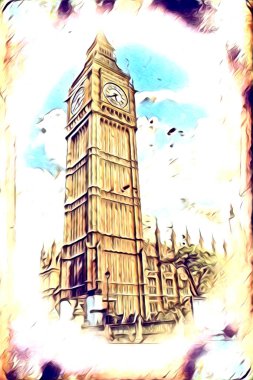 Londra sanat tasarımı çizimi çizimi eğlenceli tasarım antika retro