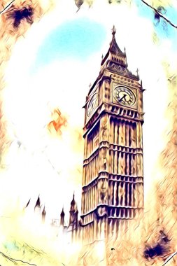 Londra sanat tasarımı çizimi çizimi eğlenceli tasarım antika retro