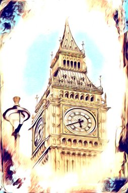 Londra sanat tasarımı çizimi çizimi eğlenceli tasarım antika retro