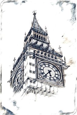 Londra sanat tasarımı çizimi çizimi eğlenceli tasarım antika retro