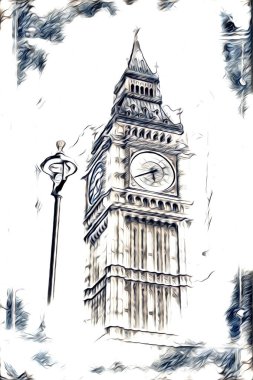 Londra sanat tasarımı çizimi çizimi eğlenceli tasarım antika retro