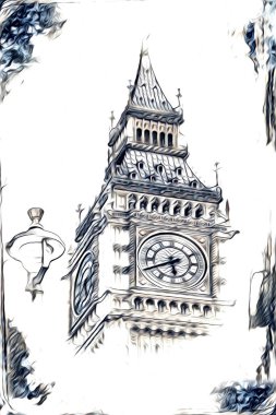 Londra sanat tasarımı çizimi çizimi eğlenceli tasarım antika retro