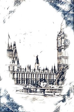 Londra sanat tasarımı çizimi çizimi eğlenceli tasarım antika retro