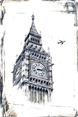 Londra sanat tasarımı çizimi çizimi eğlenceli tasarım antika retro