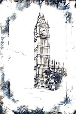 Londra sanat tasarımı çizimi çizimi eğlenceli tasarım antika retro