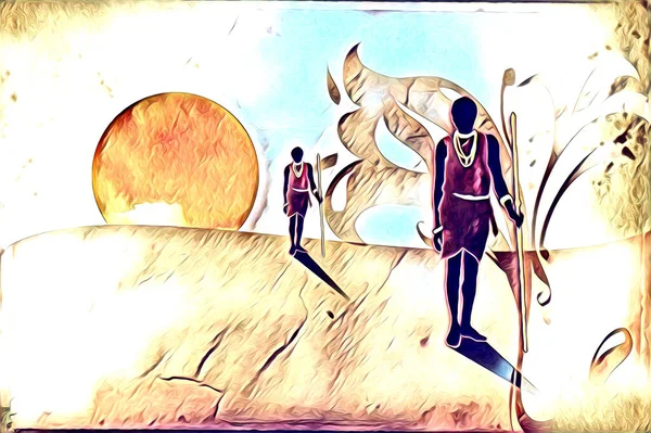 Африканская Этническая Ретро Винтажная Иллюстрация — стоковое фото